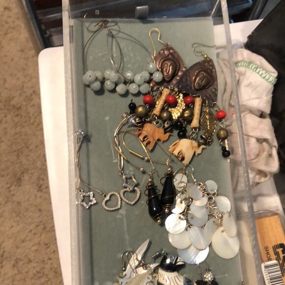 17 Pair Lot  Bundle Vintage Rhinestone Dangle Designer Earrings Custom Designed - Picture 4 of 13